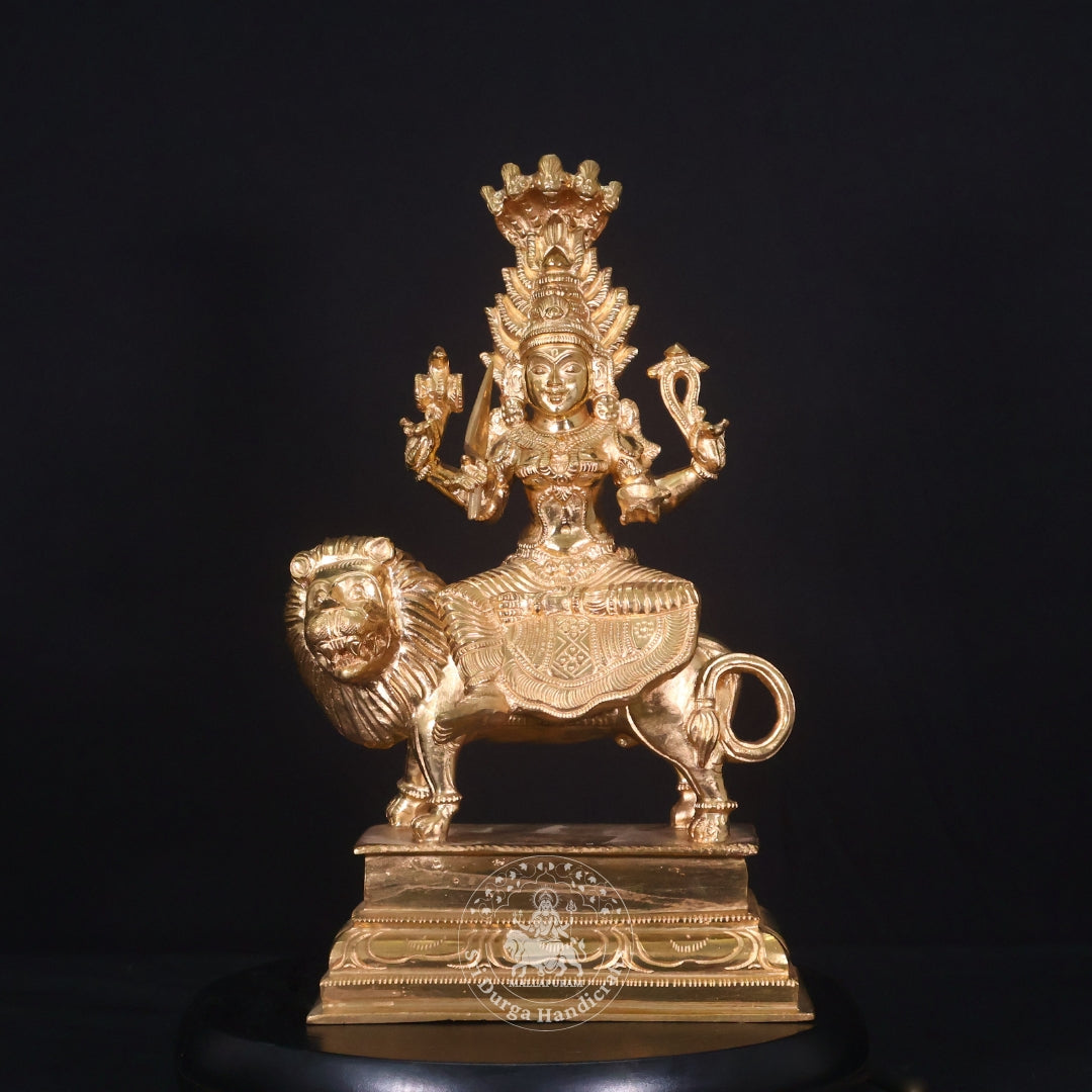 12" Panchalogam Karumari Amman Sitting in Lion