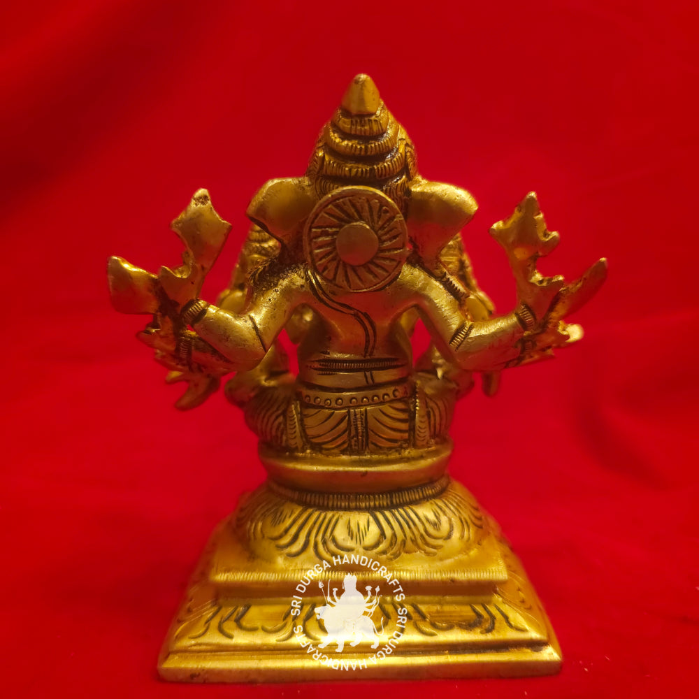 5" inch Ridhi Sidhi Ganesh Brass Idol