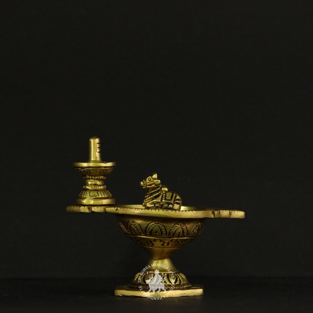 4" inch Nandhi with Shivalinga Diya