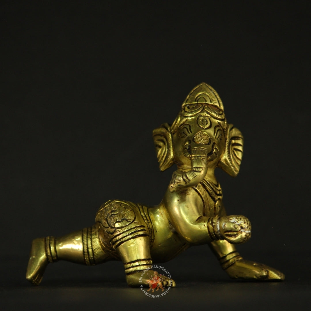 3" Baby Ganesh Brass Idol