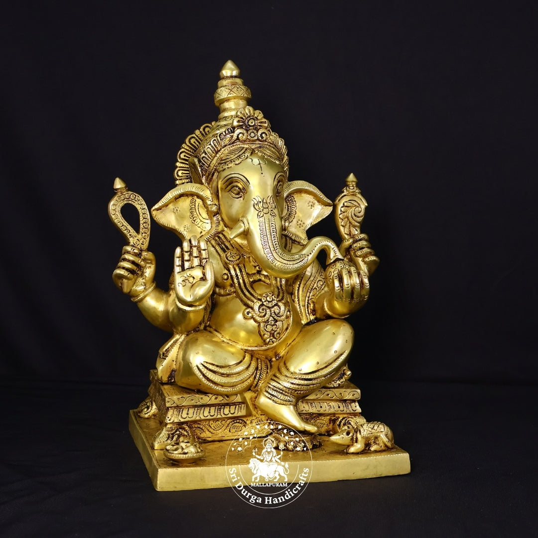 15" Inch Brass Double Choki Ganesh Idol