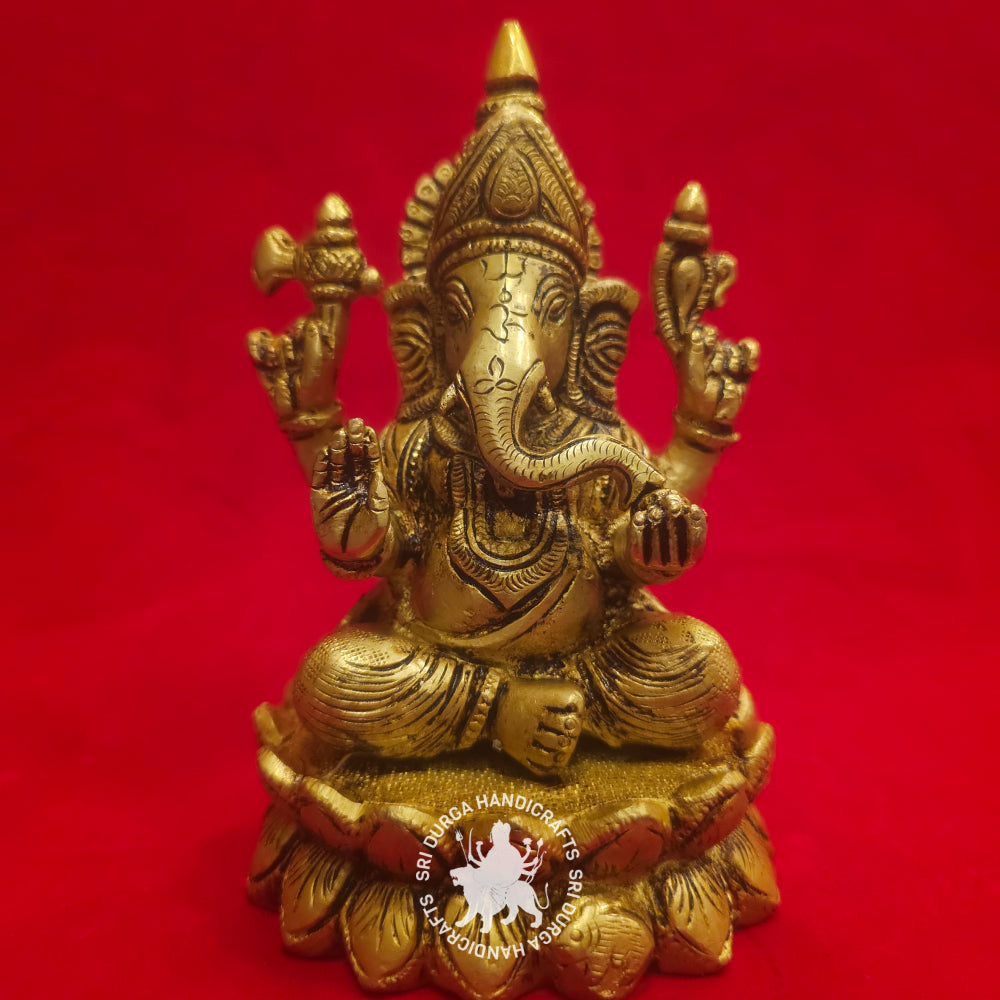 6" inch Brass Kamal Ganesh Idol