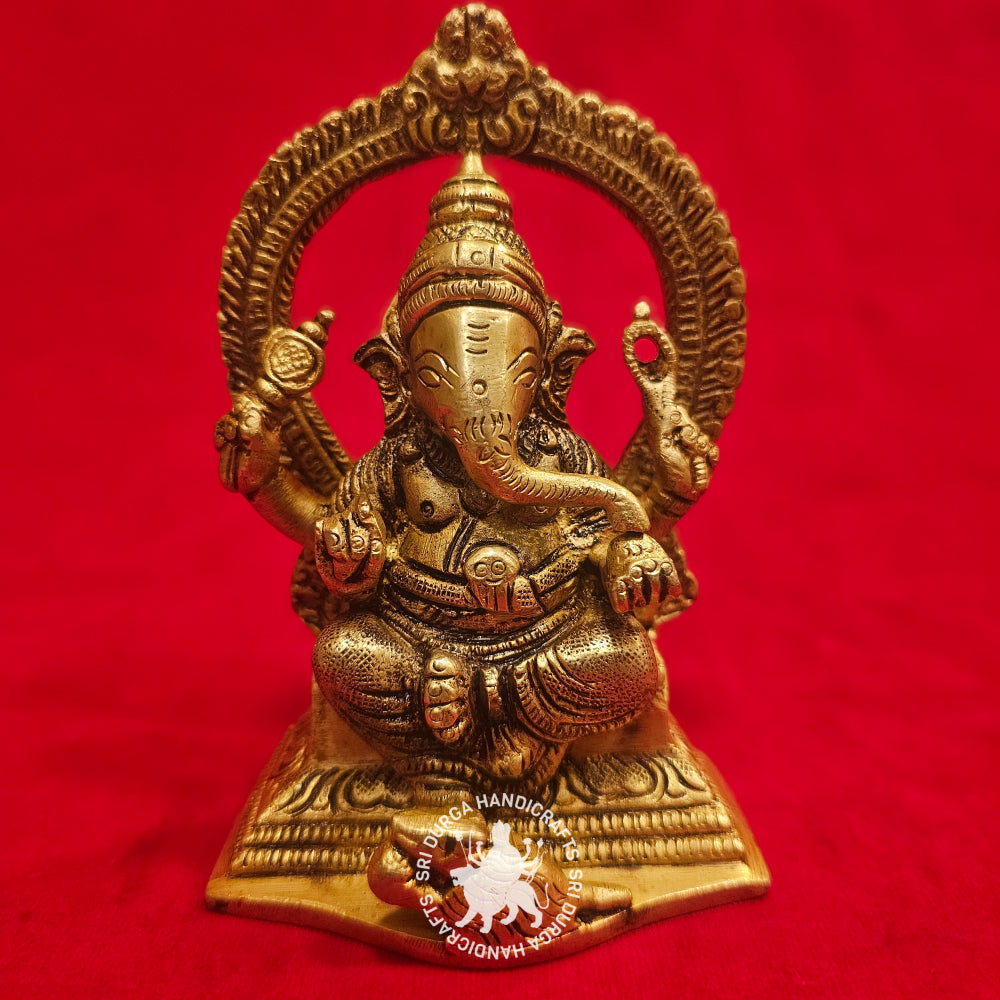 5" inch Brass Ganesh Idol with Frame