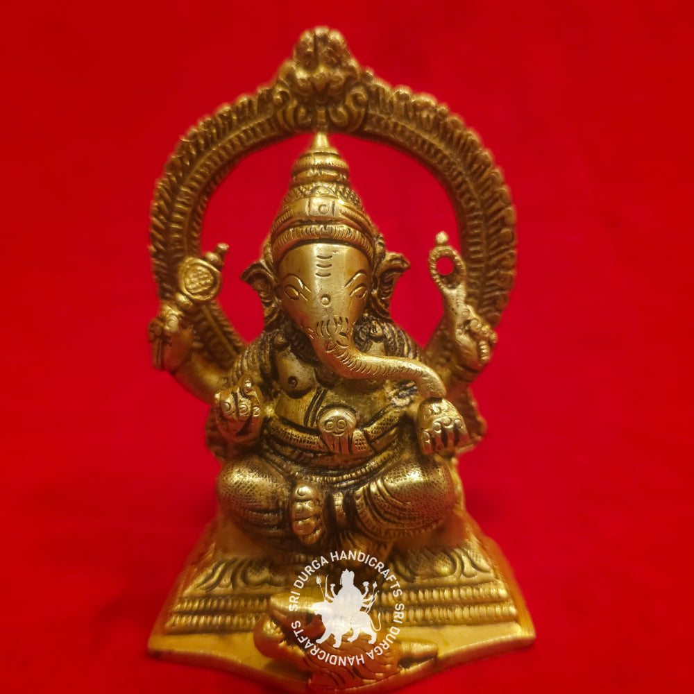5" inch Brass Ganesh Idol with Frame