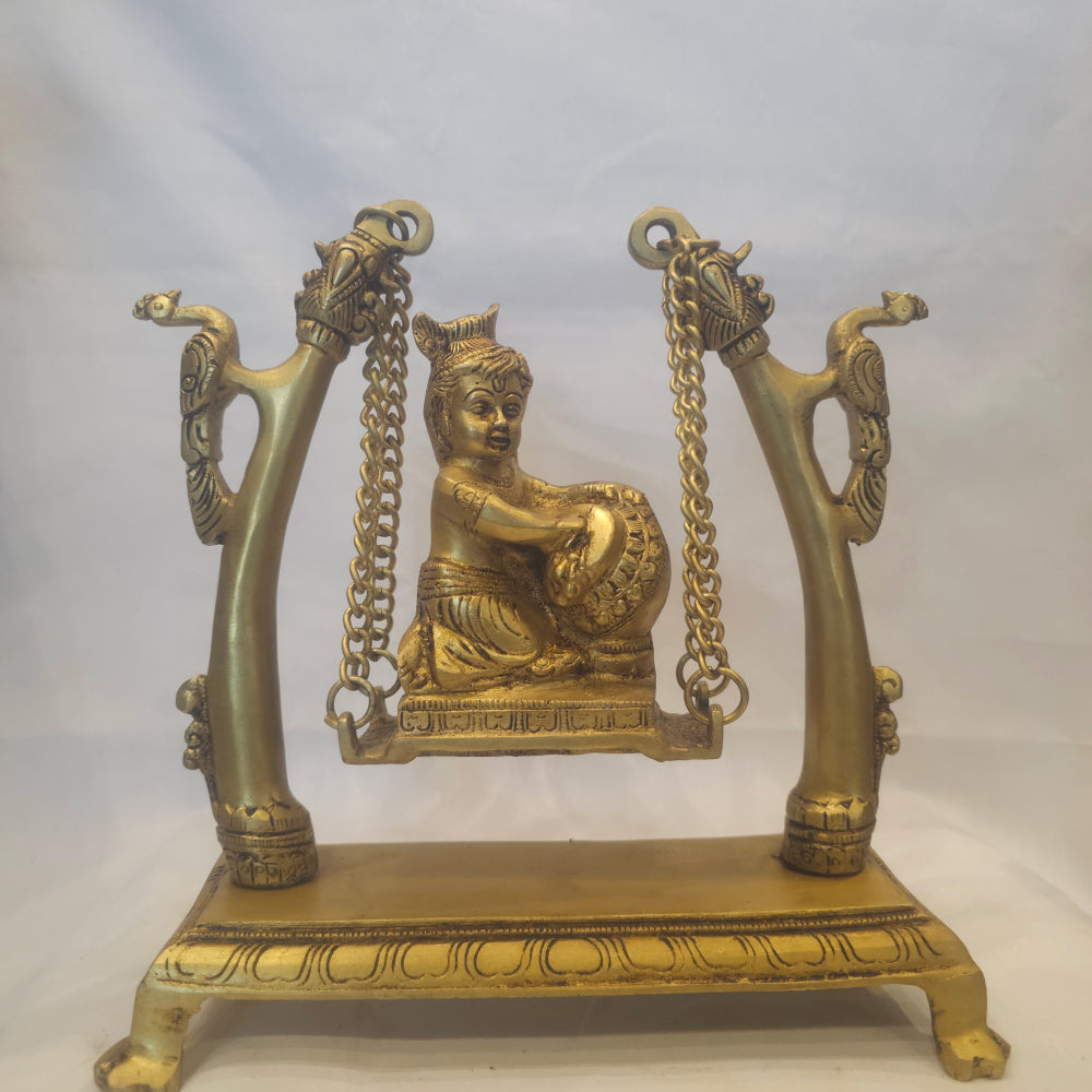 10" inch Brass Unjal Matki Krishnar Idol