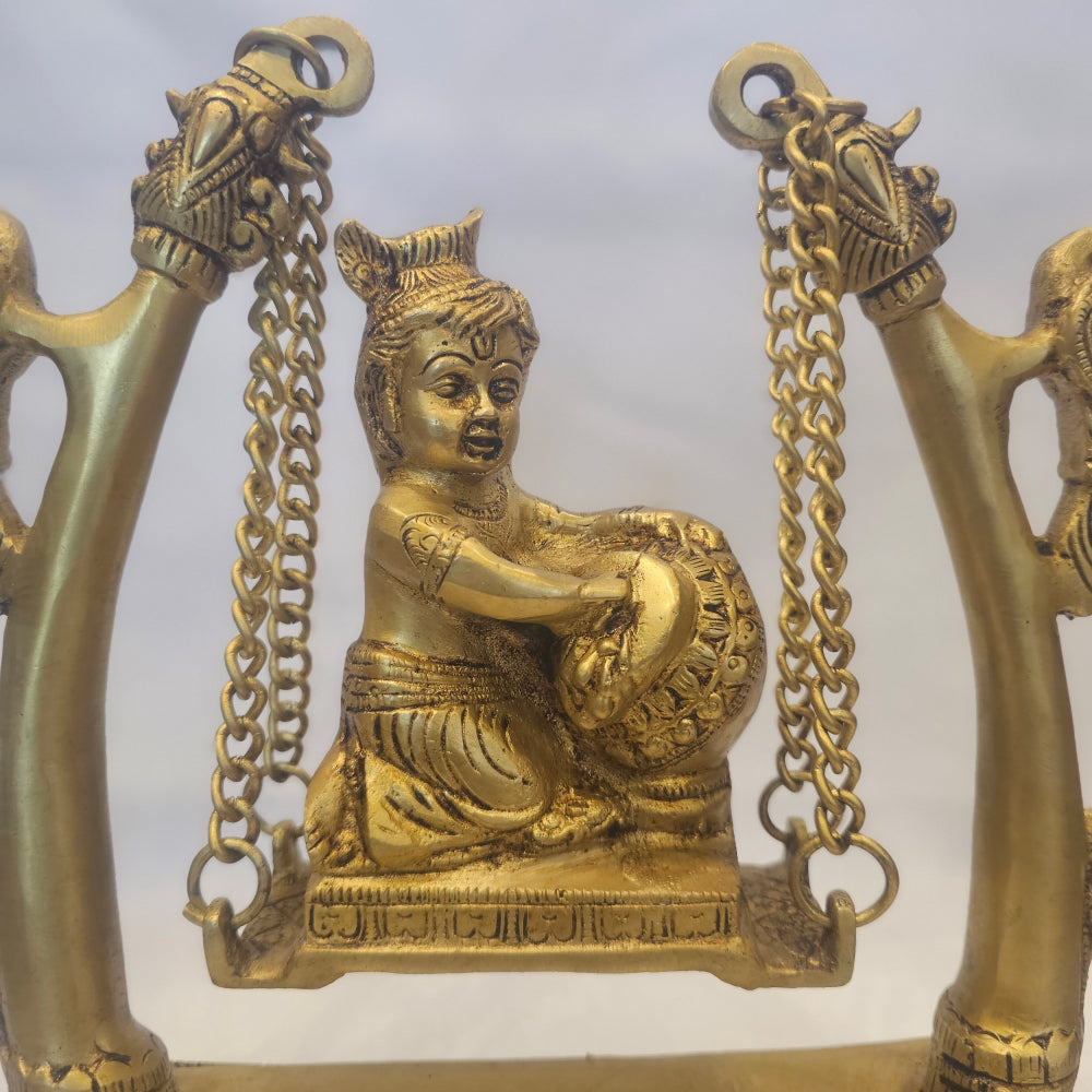 10" inch Brass Unjal Matki Krishnar Idol