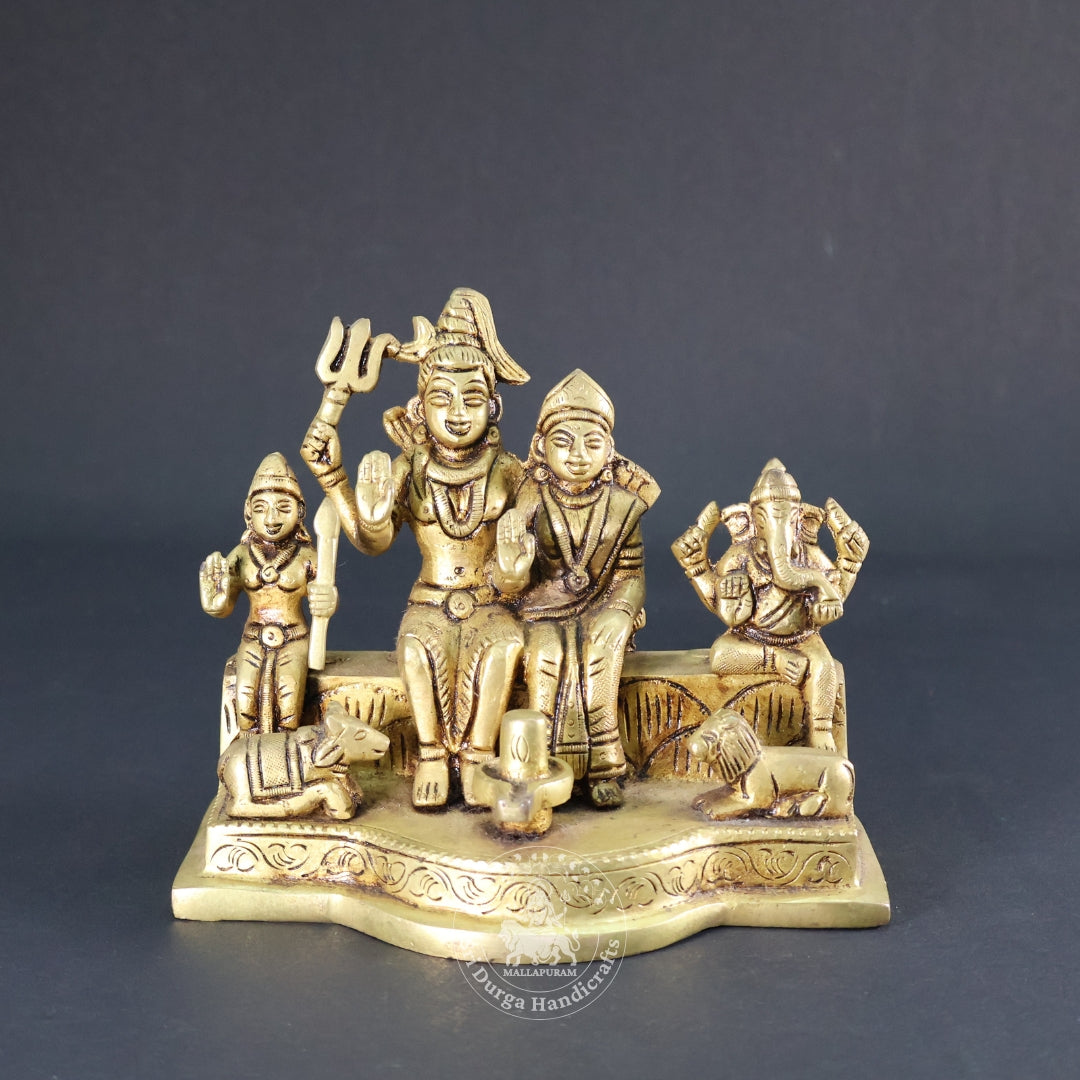 5" Inch Brass Lord Sivan Family Idol