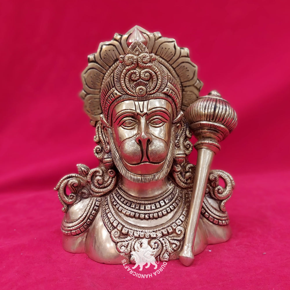 8" Inch Brass Hanuman Face Idol