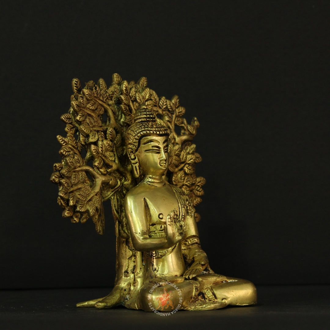 7" inch Brass Tree Buddha Idol