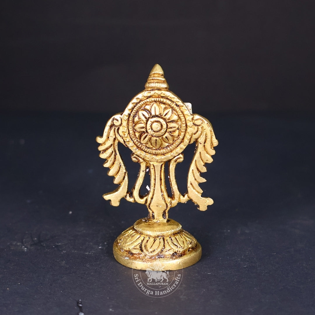 3" Inch Brass Sangu Chakaram & Namam Set with Base