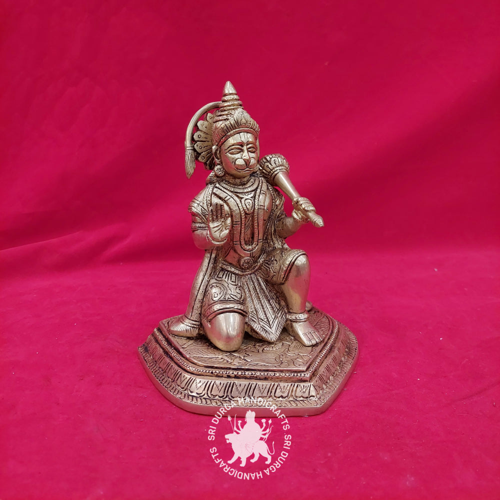 8" Inch Lord Hanuman in Virasana Brass Idol