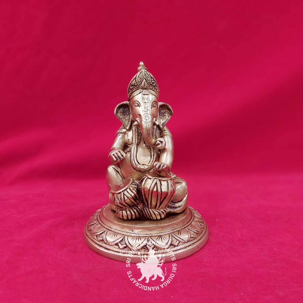 7" Inches Brass Lord Ganesh Musical Troupe Set Miniatures