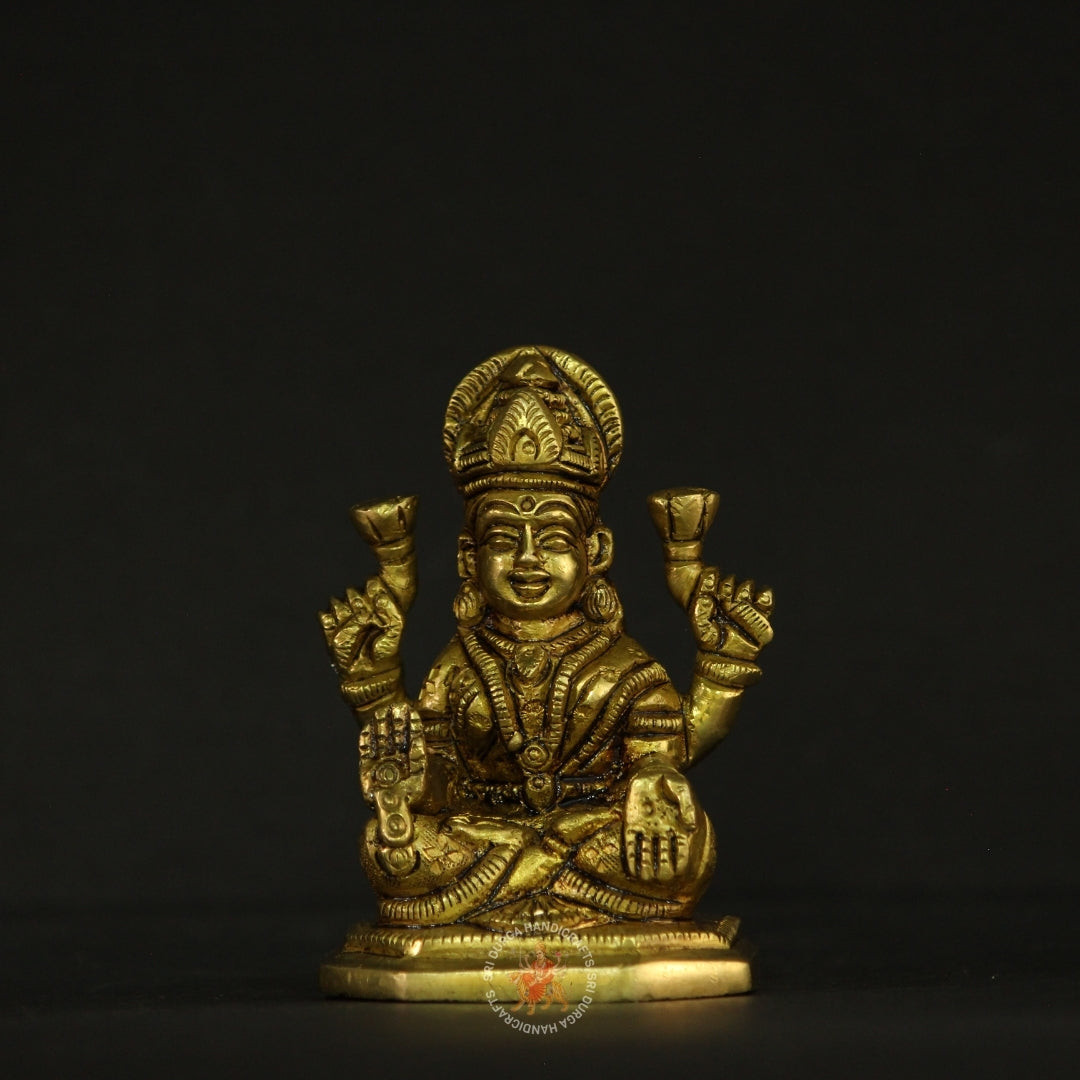 3" inch Brass Lakshmi Idol of Wealth