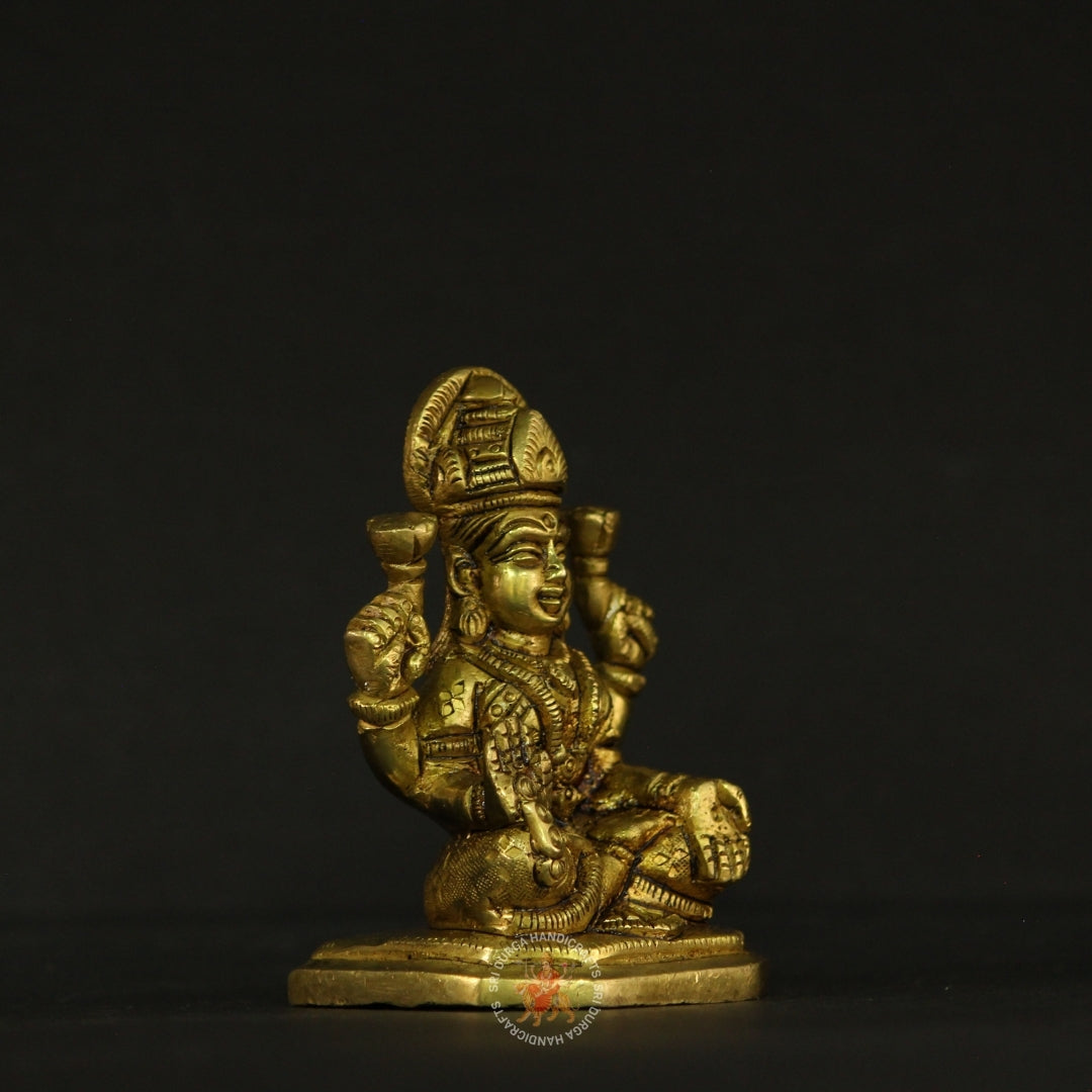 3" inch Brass Lakshmi Idol of Wealth