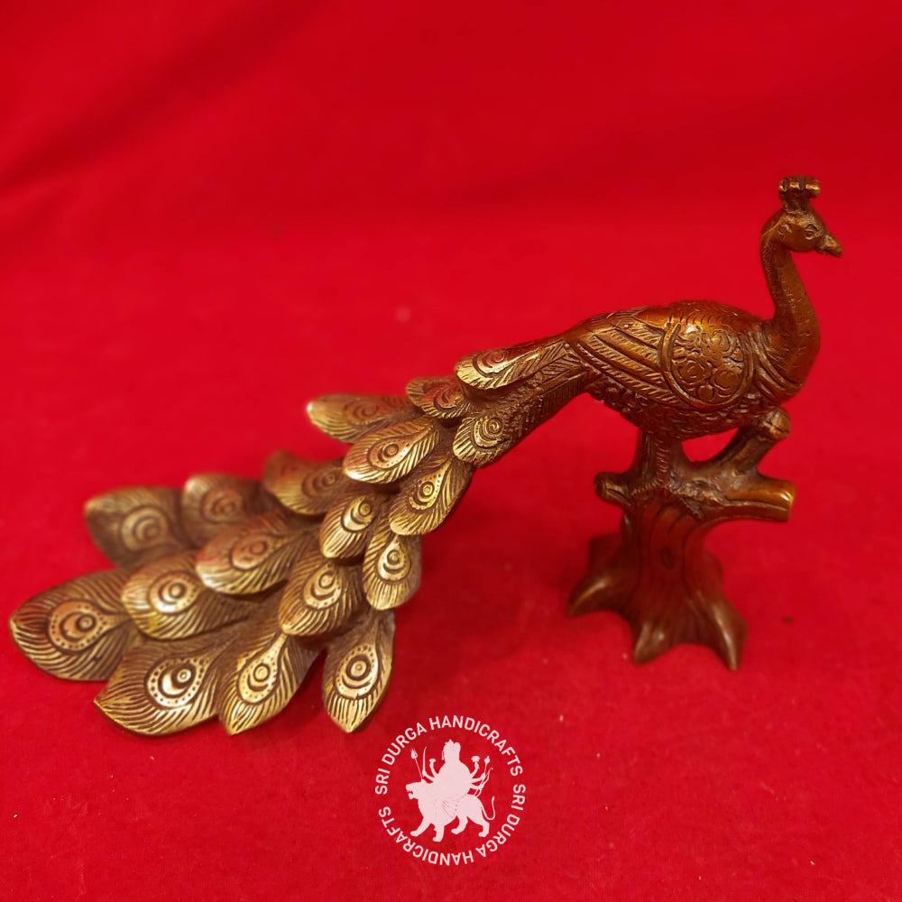 9" inch Colored Peacock Brass Idol