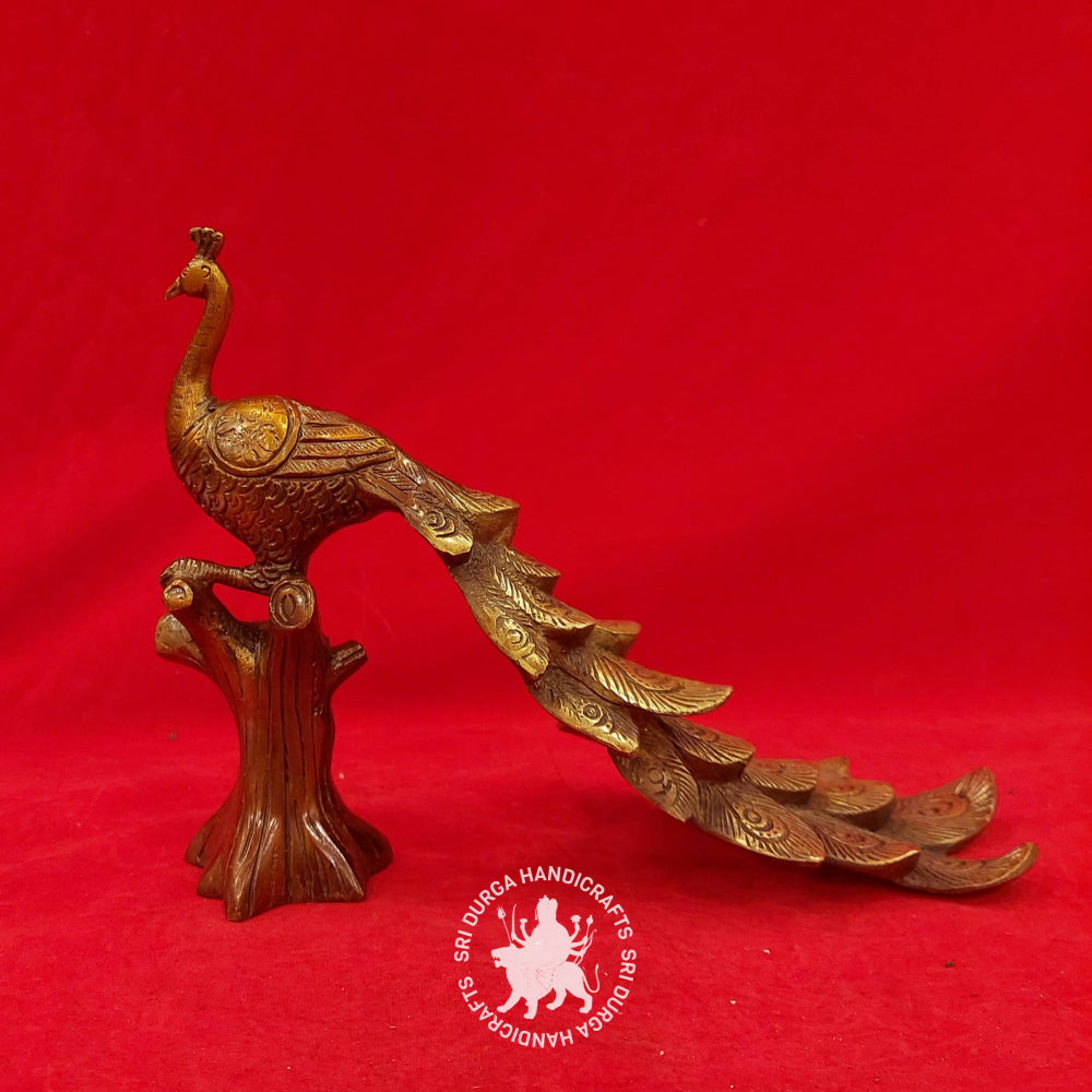 9" inch Colored Peacock Brass Idol