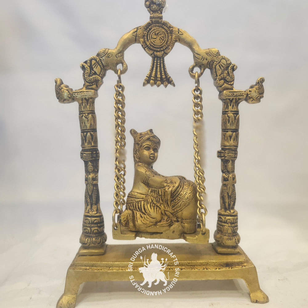 12" inch Brass Unjal Matki Krishnar Idol