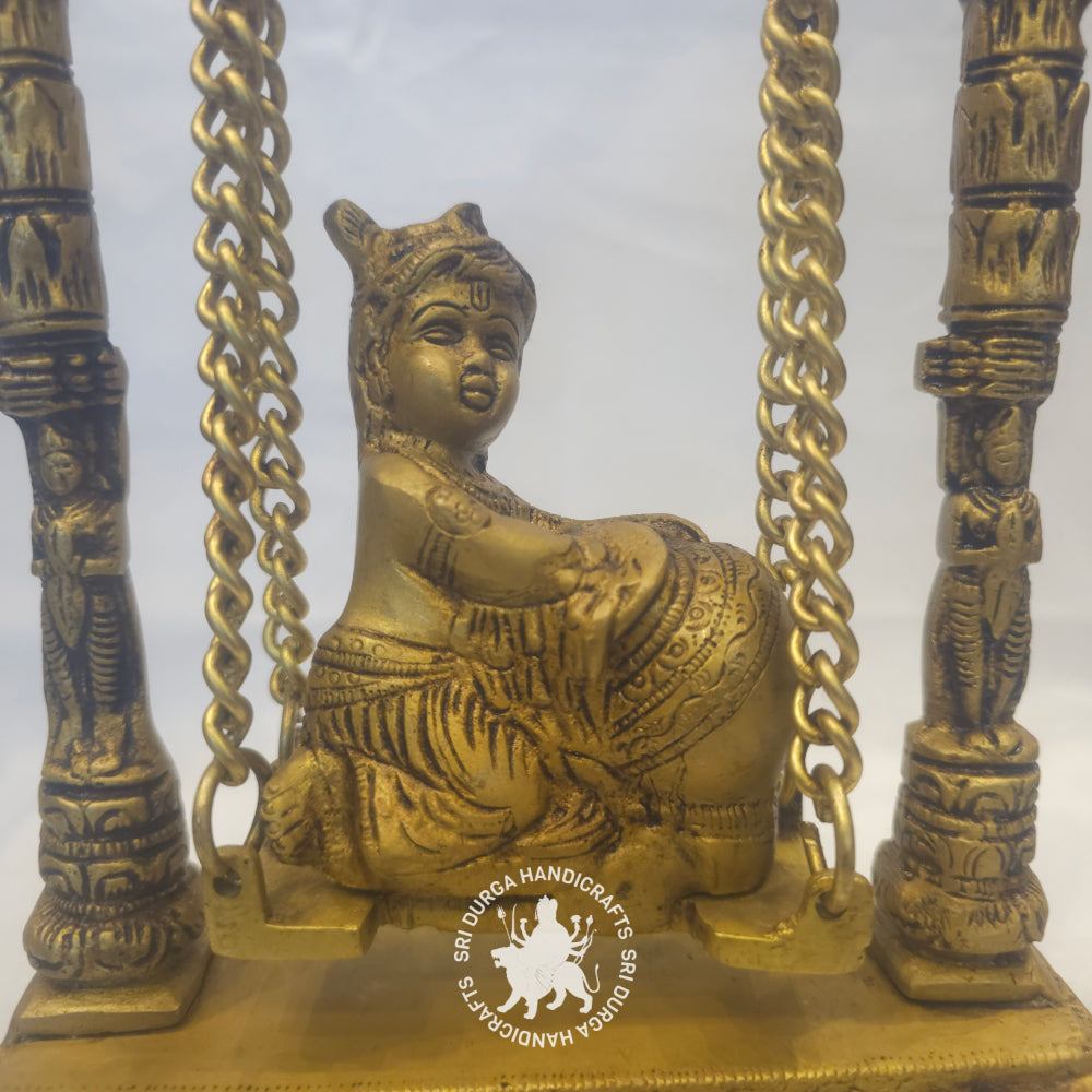 12" inch Brass Unjal Matki Krishnar Idol