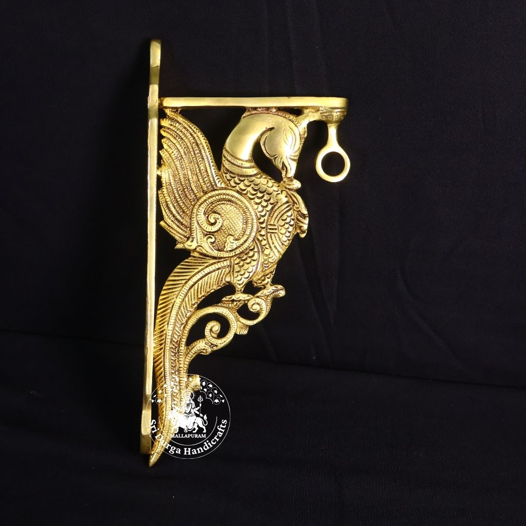 12 Inch Brass Parrot Shelf Bracket