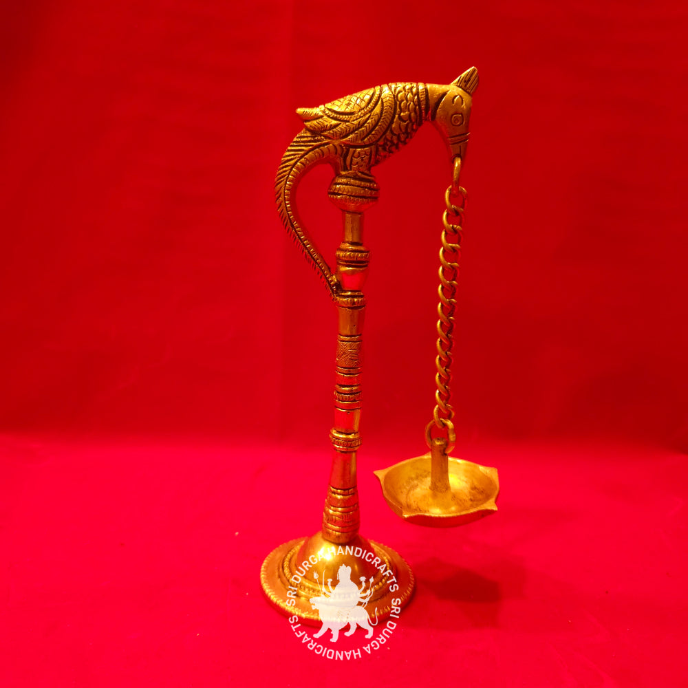 8" inch Brass Parrot Lamp