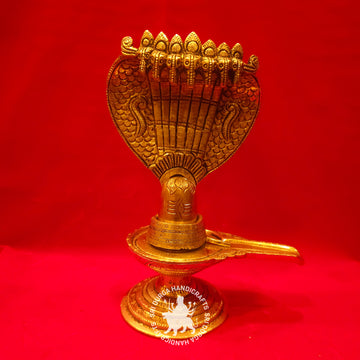 8 inch Brass Sivalingam with Nagam Idol