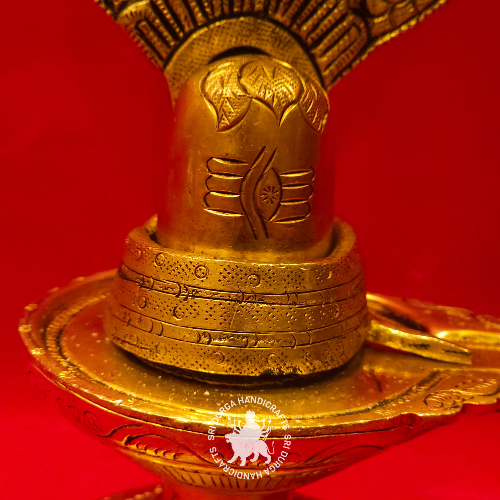 8" inch Brass Sivalingam with Nagam Idol