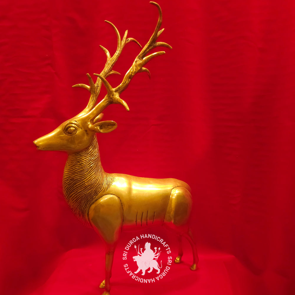 21" inch Brass Deer Idol