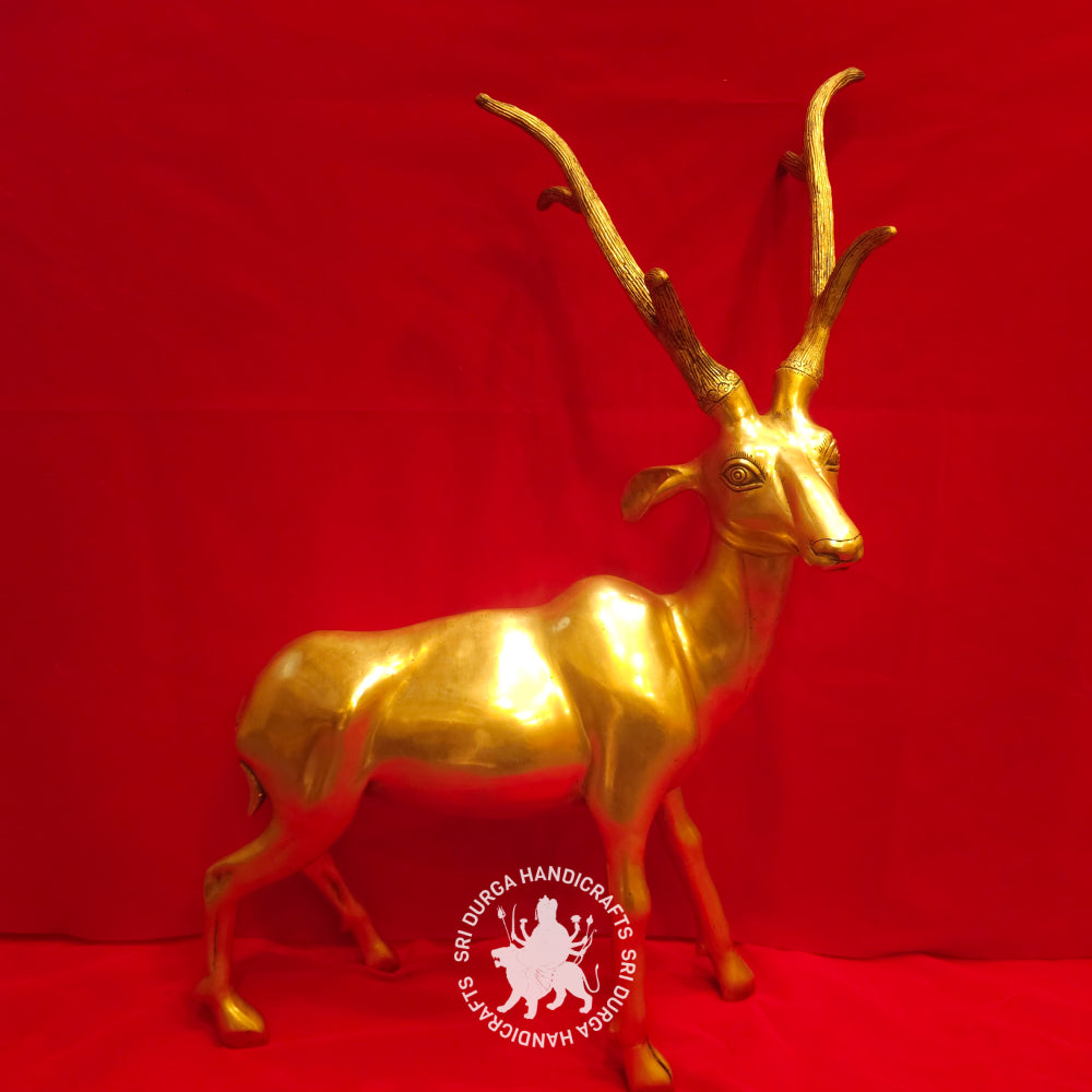 32" inch Brass Deer Idol