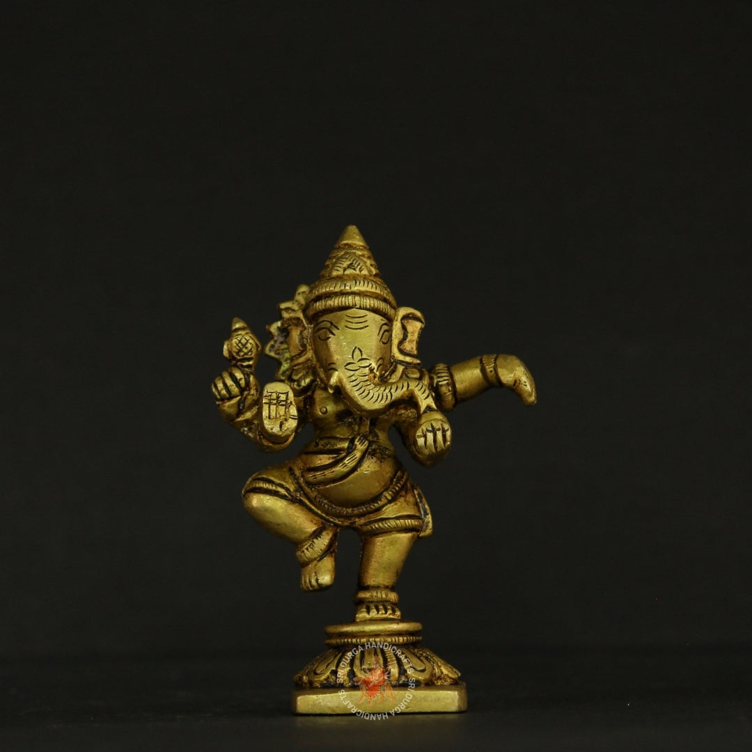4" Brass Dancing Ganesh Idol