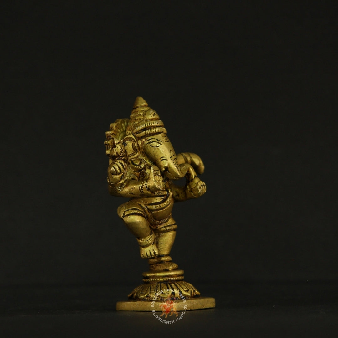 4" inch Brass Dancing Ganesh Idol