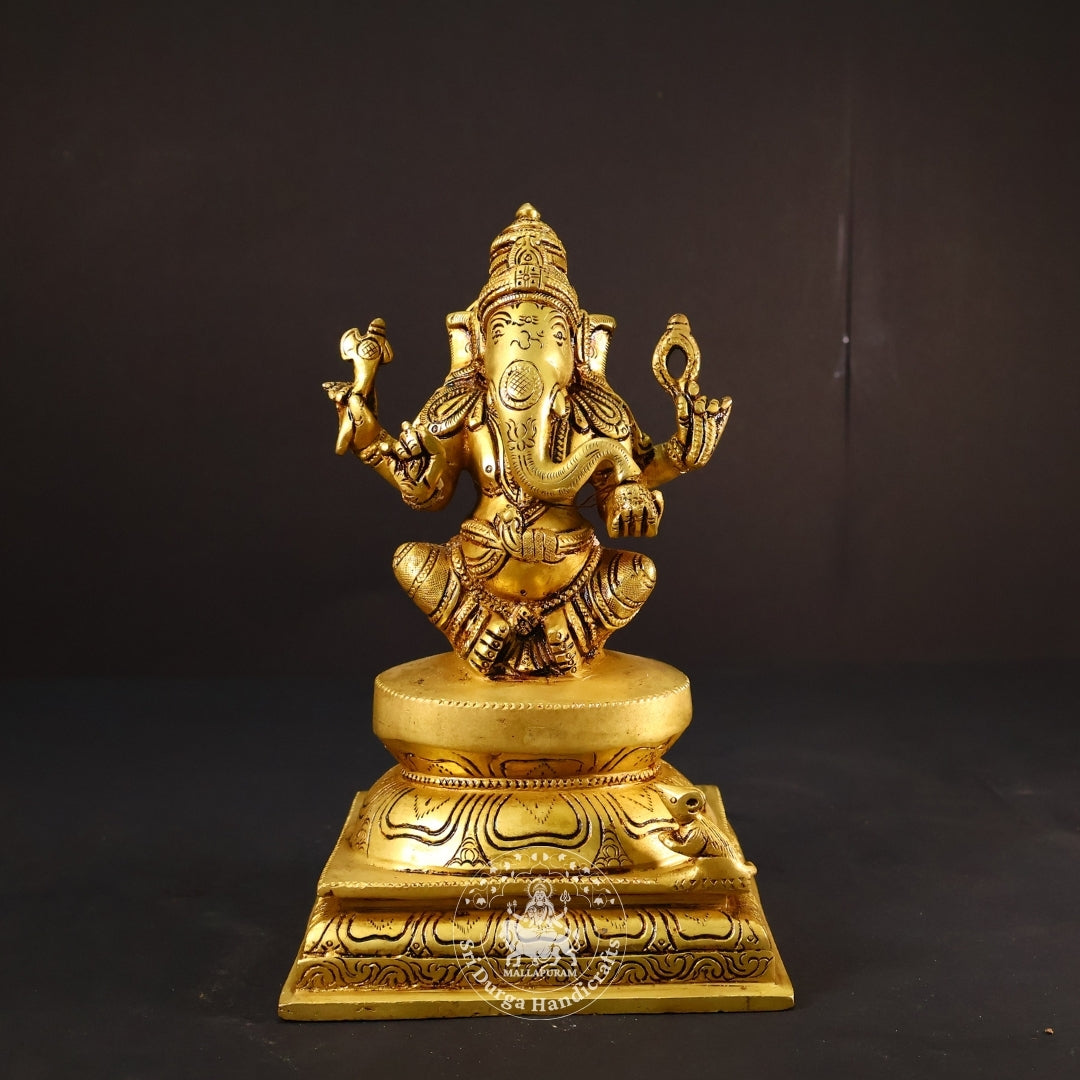 9" Inch Brass New Ganesh Idol