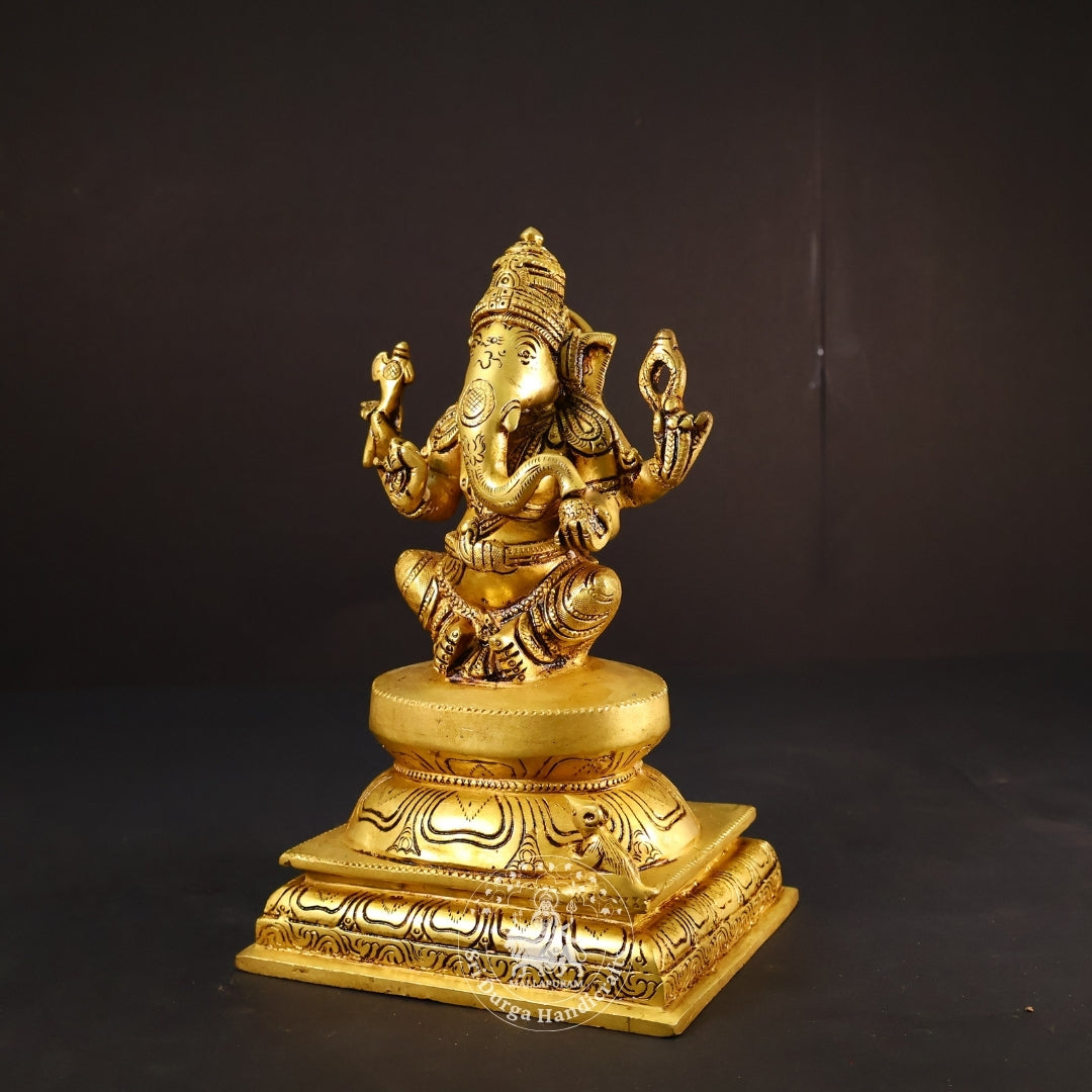 9" Inch Brass New Ganesh Idol