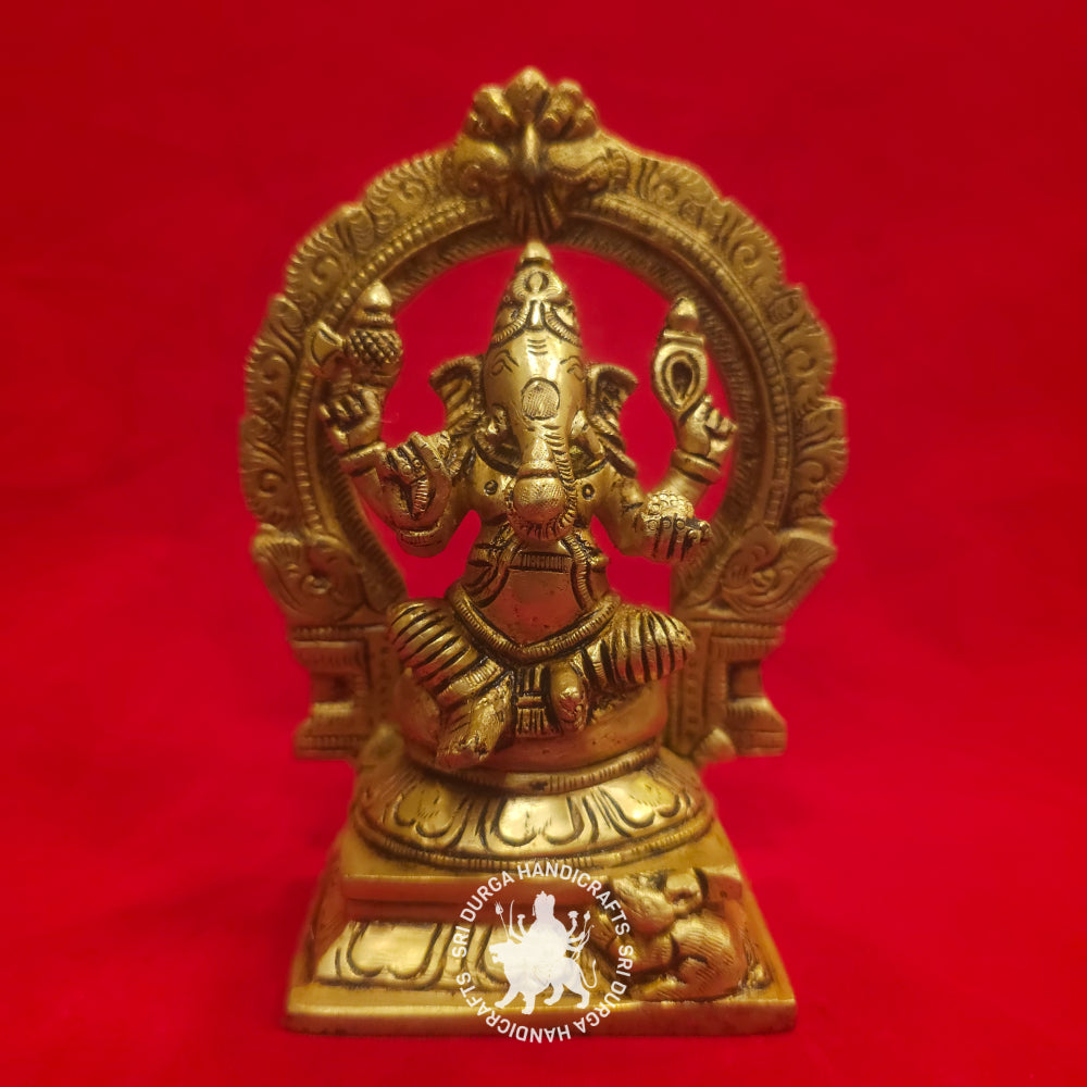 6" inch Brass Ganesh Idol with Frame