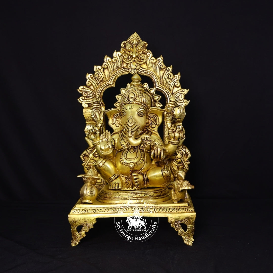 18" Inch Brass Frame Choki Ganesh Idol