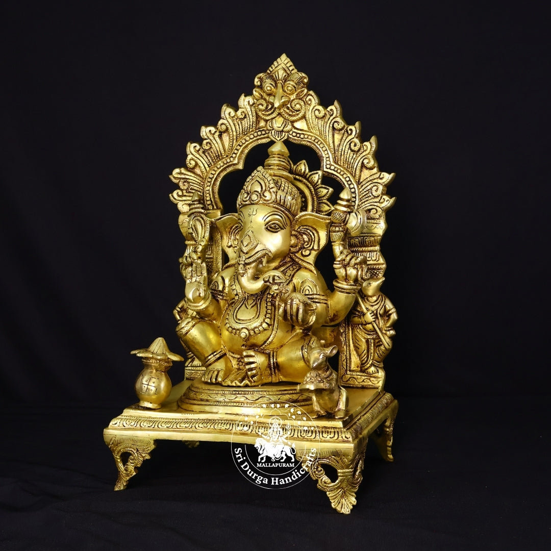 18" Inch Brass Frame Choki Ganesh Idol