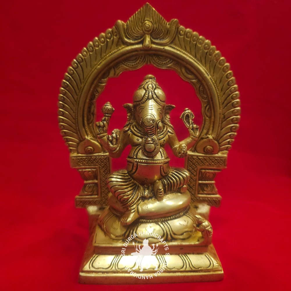 9" inch Brass Ganesh Idol with Frame
