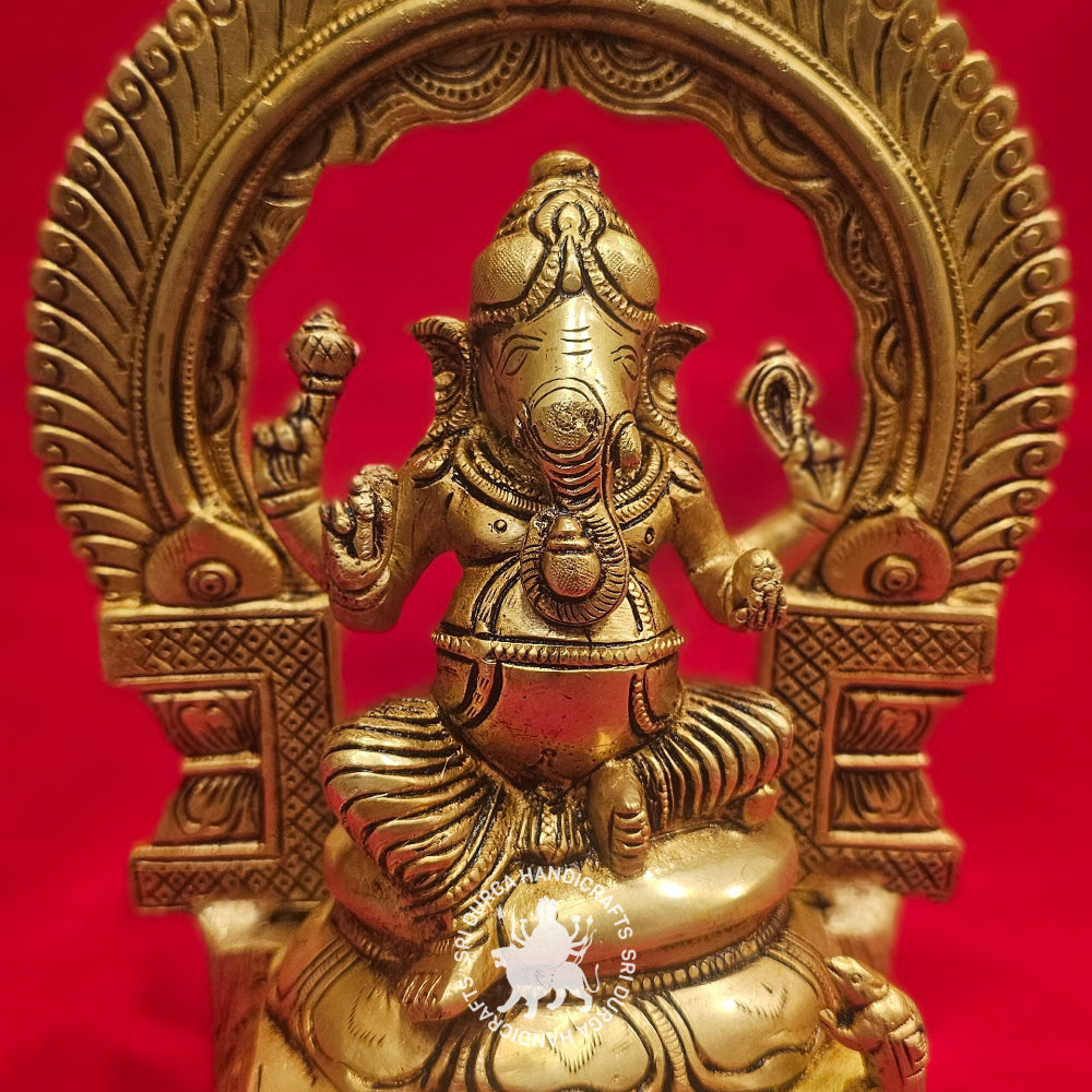 9" inch Brass Ganesh Idol with Frame