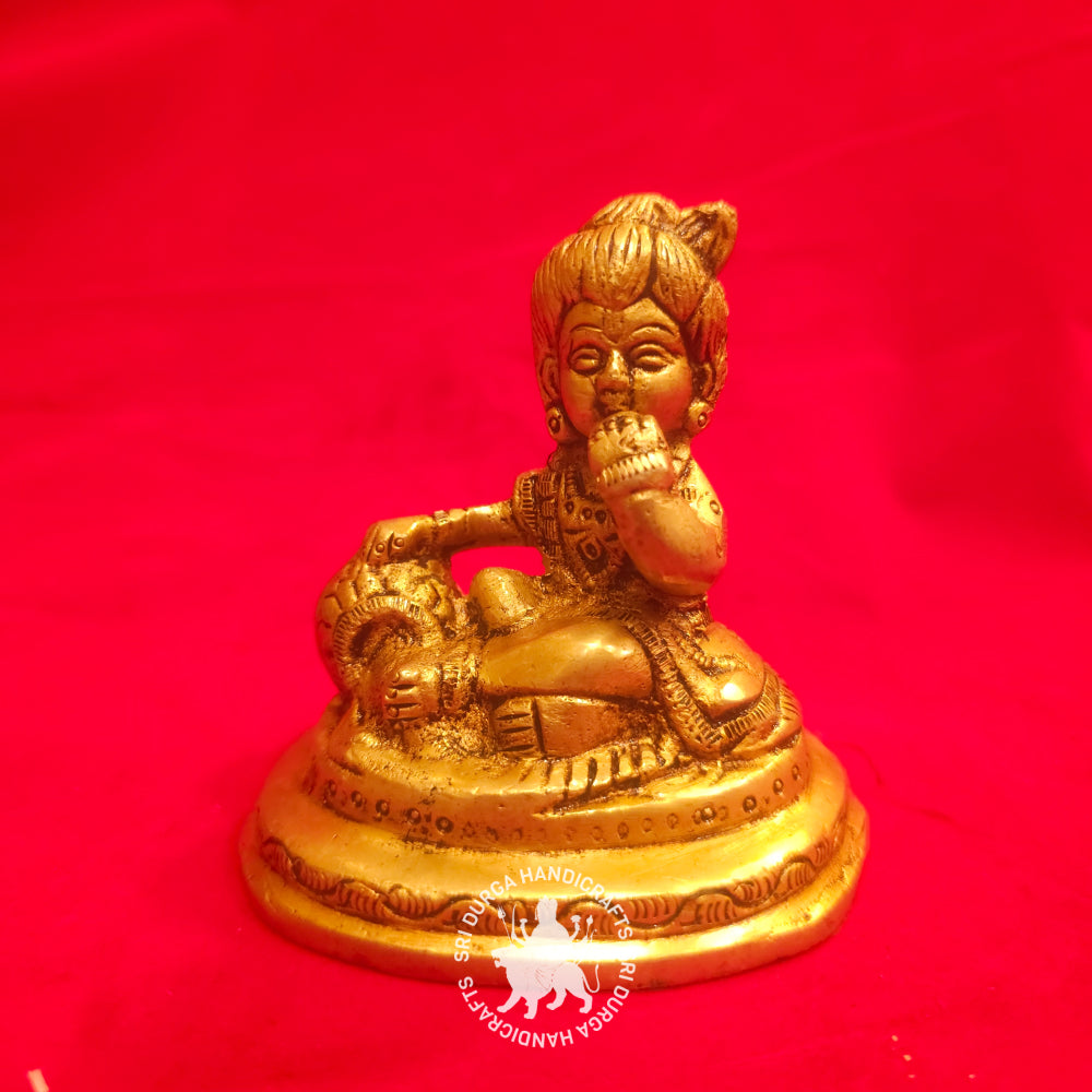 4" inch Matki Krishnar Brass Idol