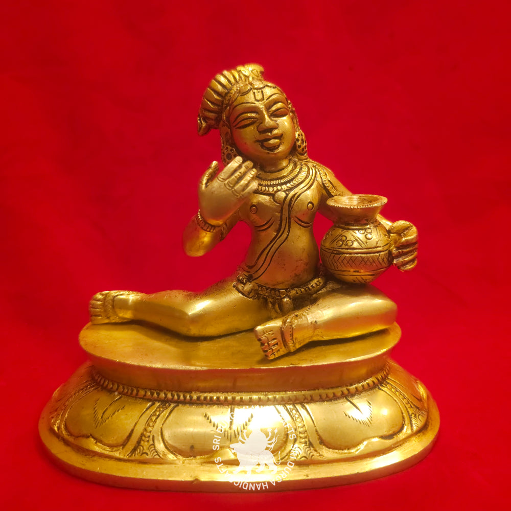 8" inch Matki Krishnar Brass Idol
