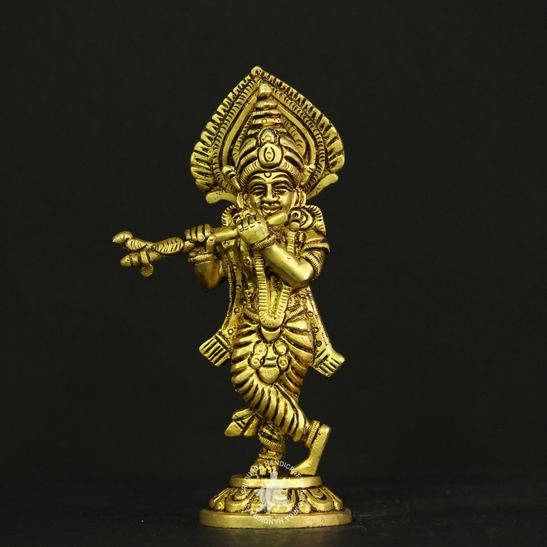 6 inch God Krishna Brass Idol