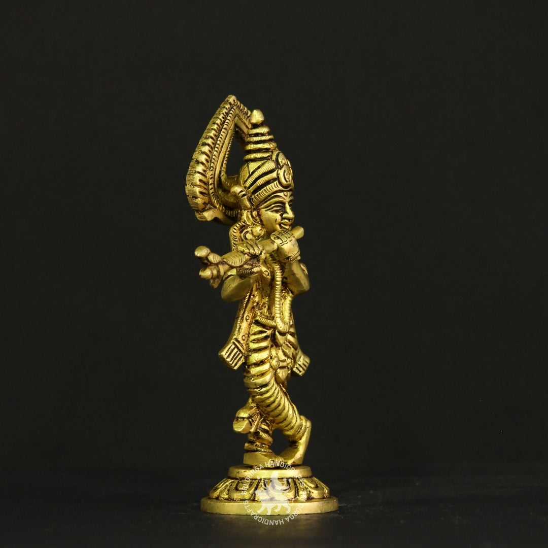 6" inch God Krishna Brass Idol