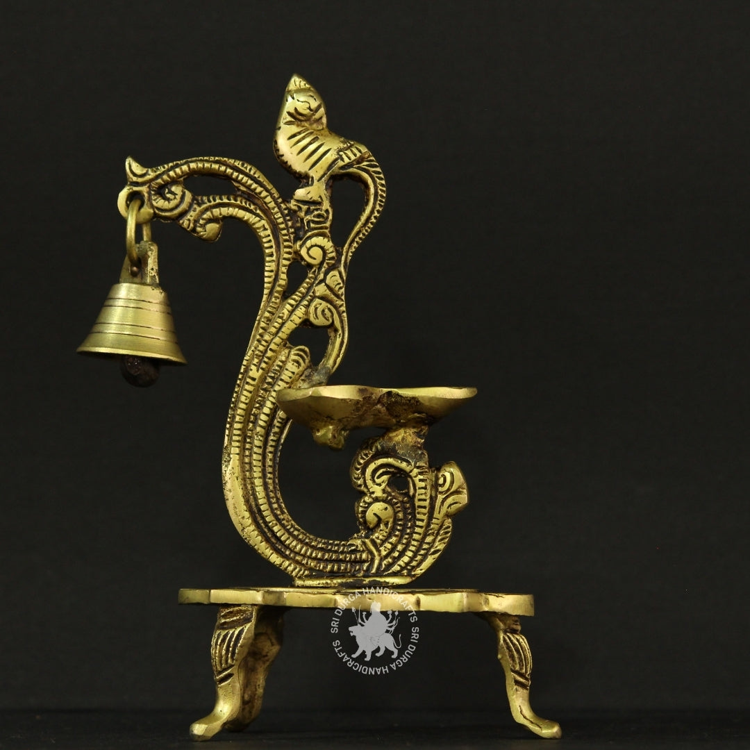 7" inch  Brass Fancy Vilakku with Bell