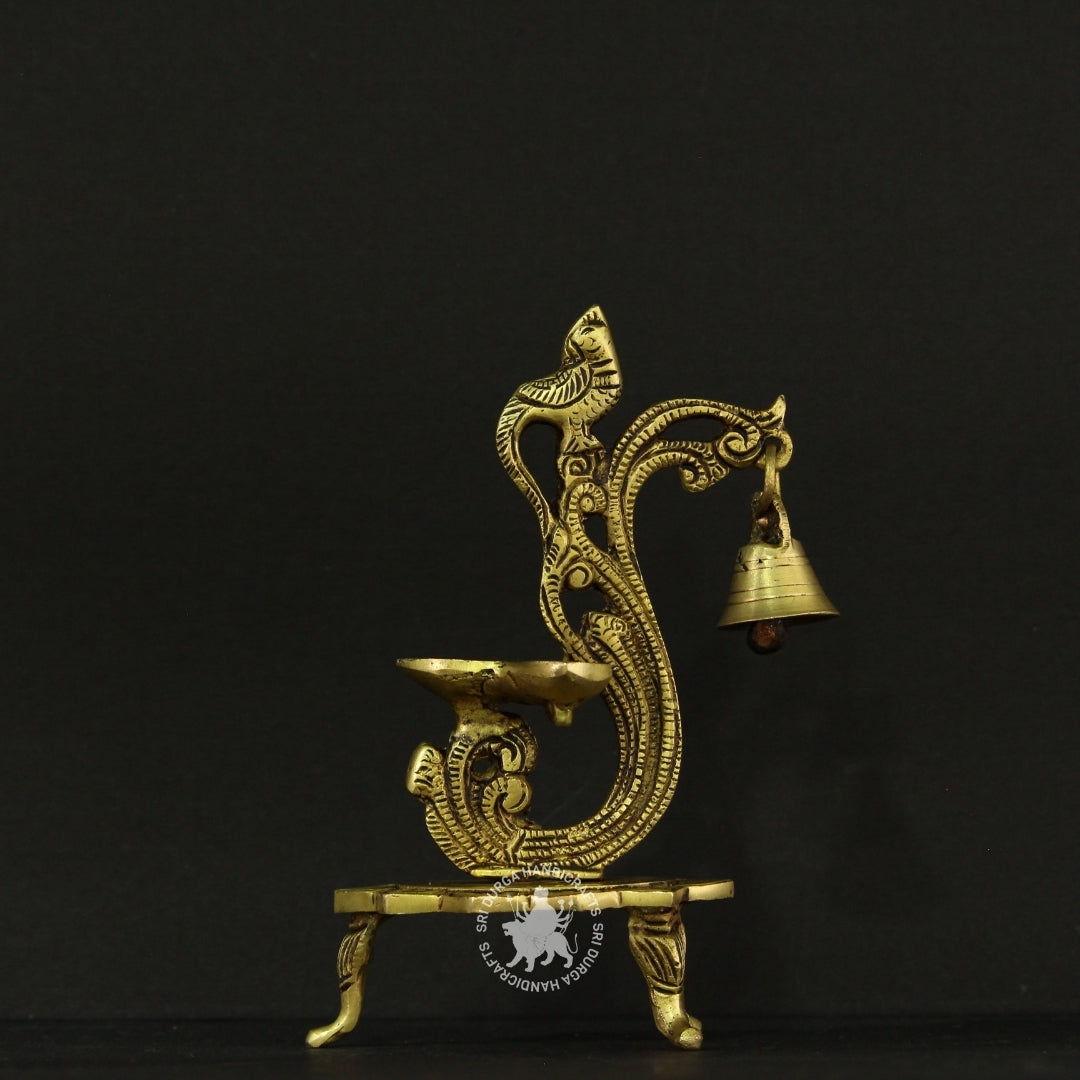 7" inch  Brass Fancy Vilakku with Bell