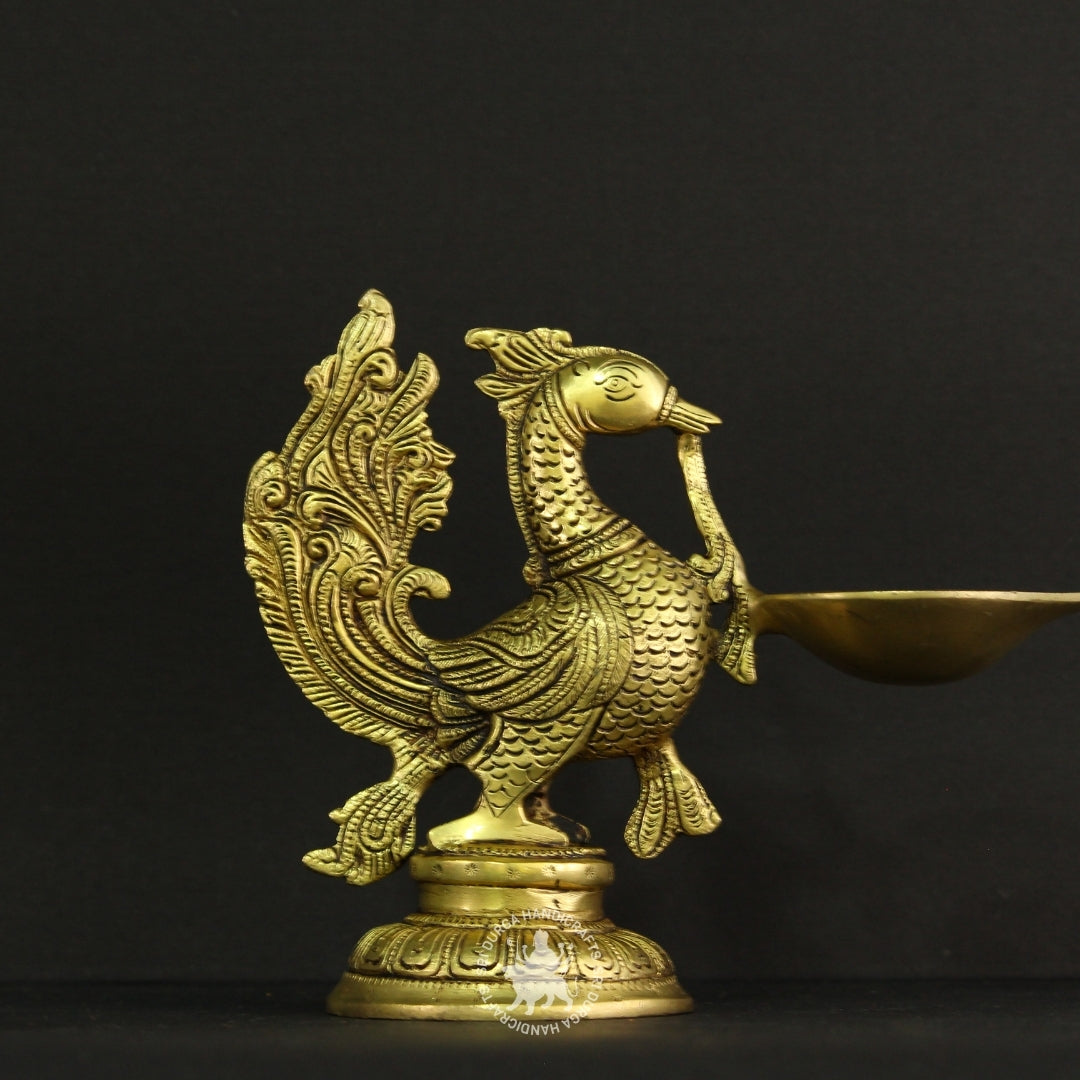 7" inch Brass Peacock Styled Diya