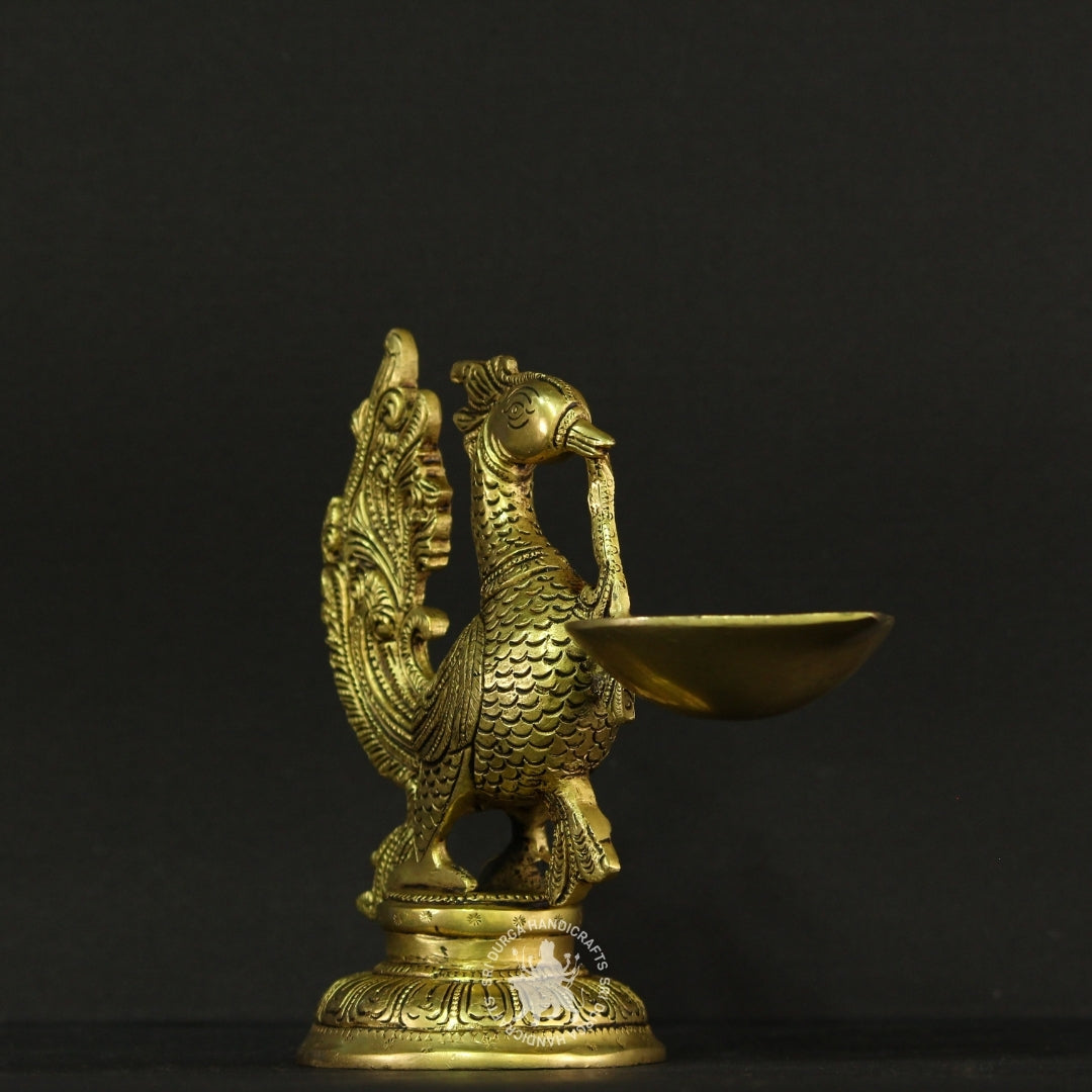 7" inch Brass Peacock Styled Diya