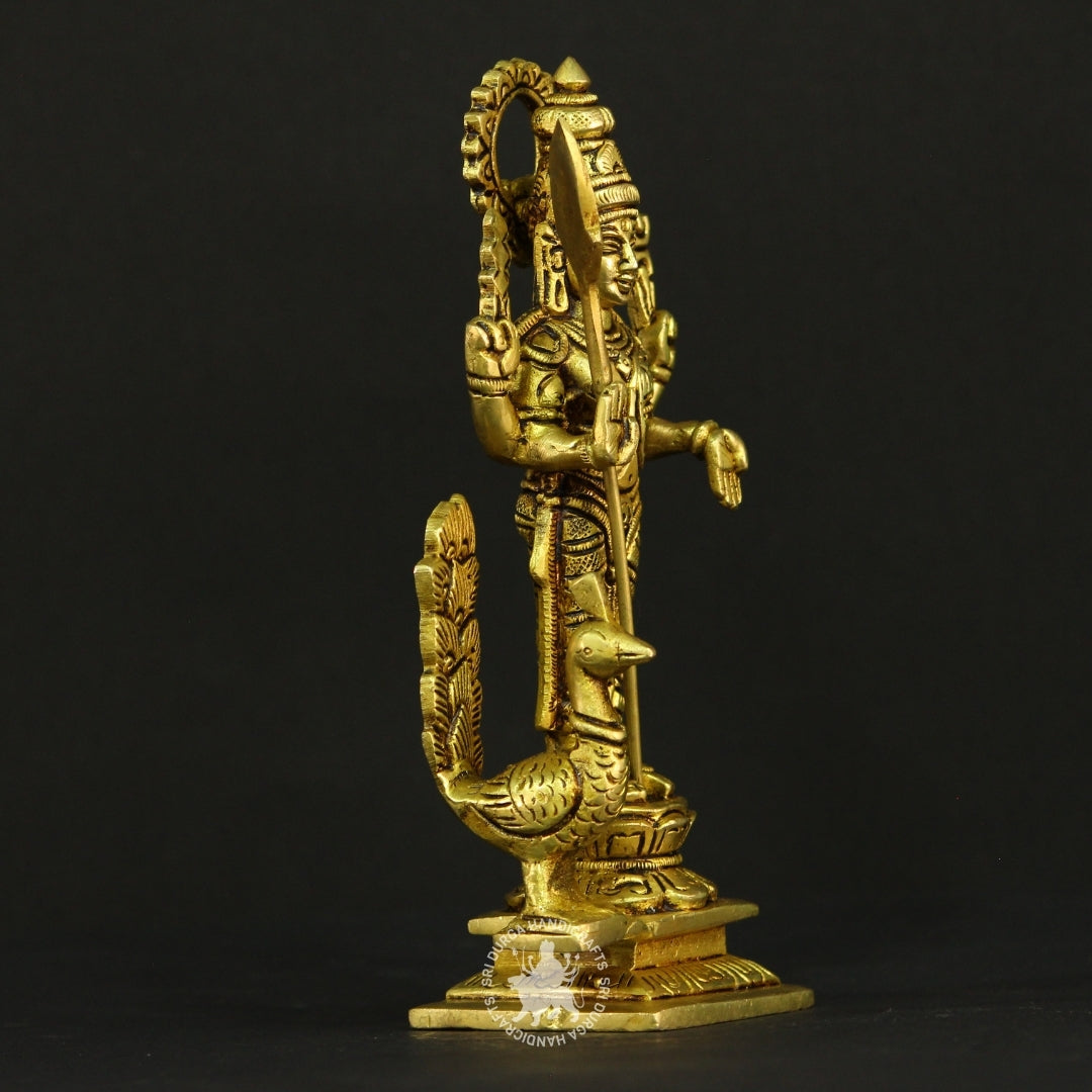 7" inch Murugar with Peacock Brass Idol