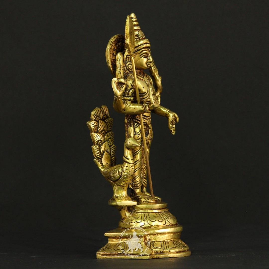 8" inch Murugar Devotional Brass Icon