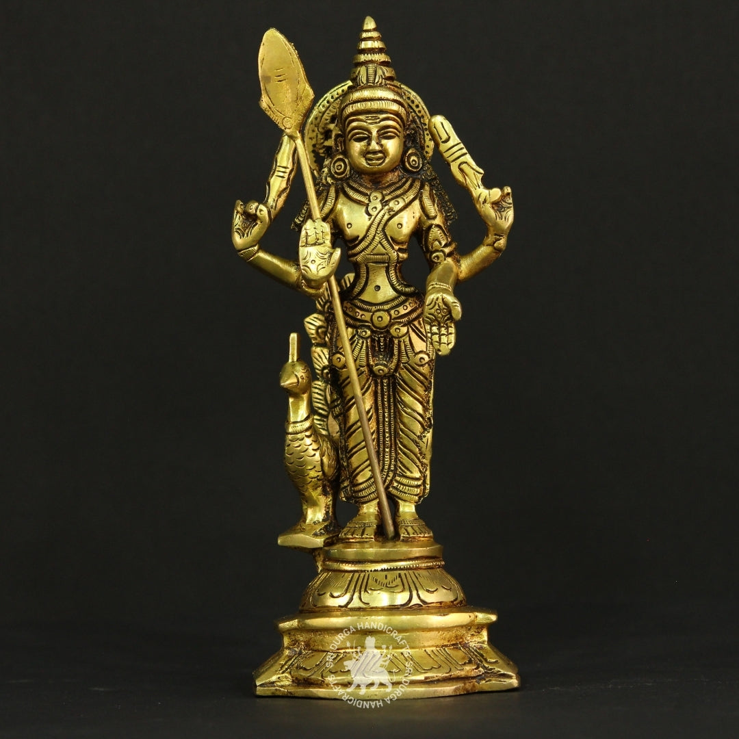 8" inch Murugar Devotional Brass Icon