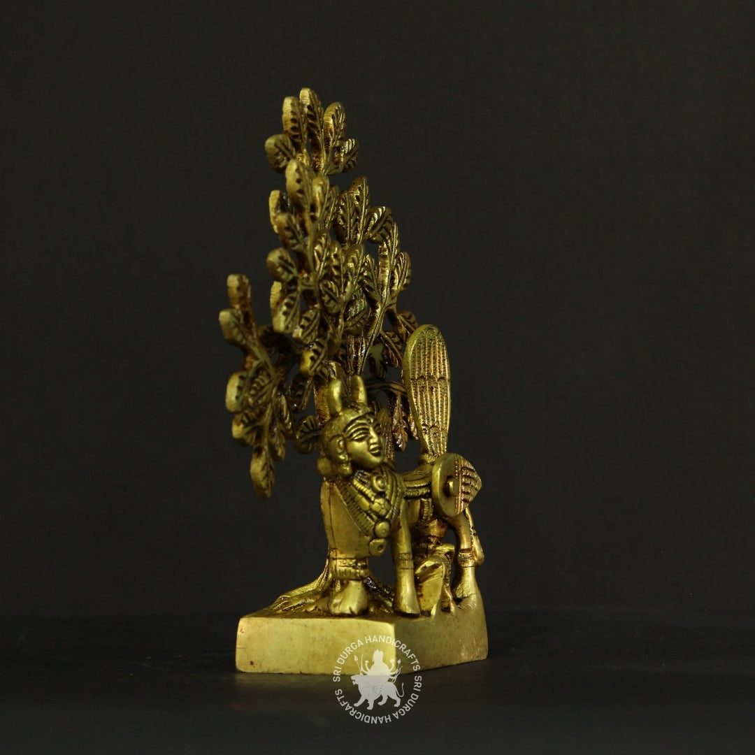7" inch Brass Kamadenu Under Divine Tree