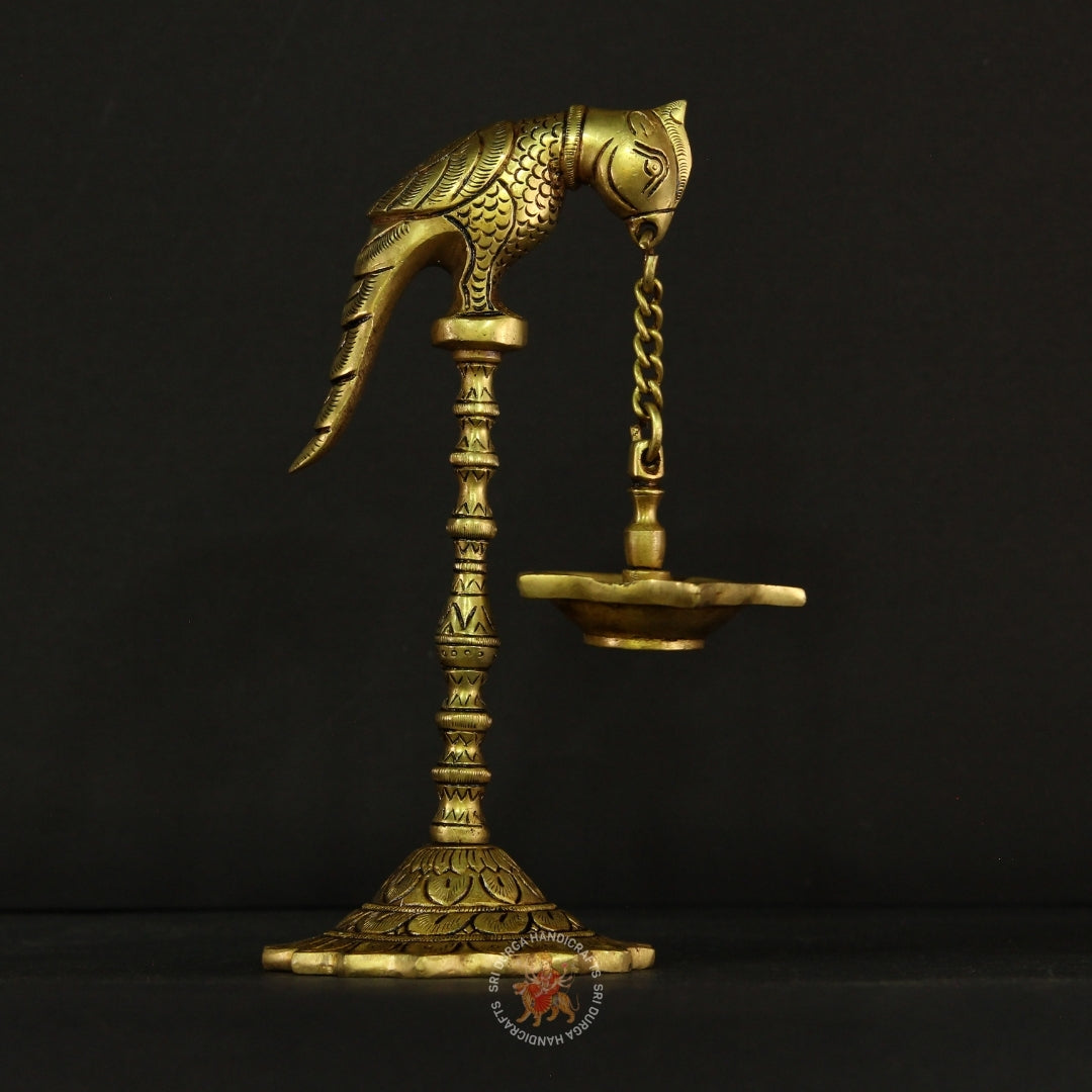 9" inch Brass Parrot Lamp